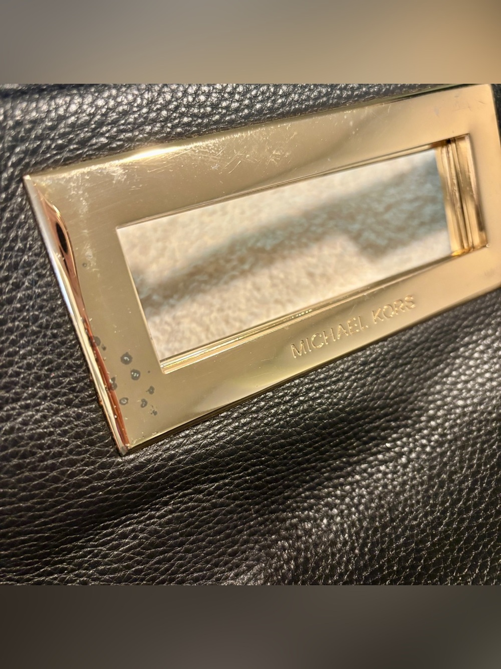 Michael Kors Berkley Black Leather Clutch with Gold Handle Cutout - Picture 7 of 7